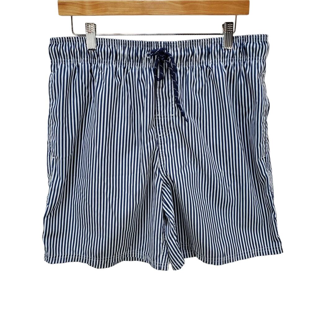 Dip Shorts Mens Large Striped Swim Shorts Drawstring Polyester Pockets
